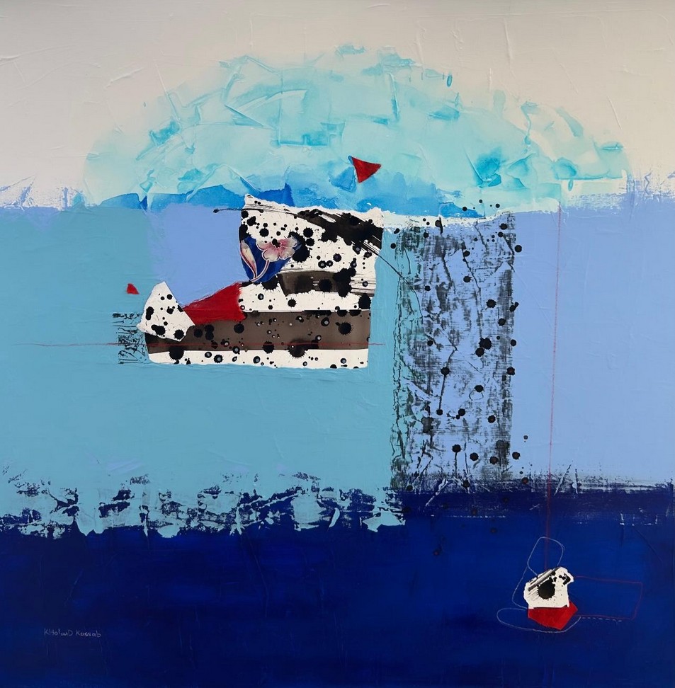 Blue mixed-media artwork